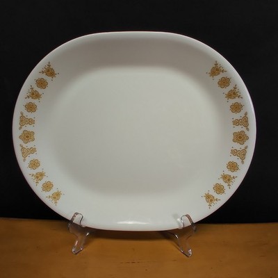 Vintage Corelle Pyrex Butterfly Gold Platter Meat White 12 1/4'' x 10''