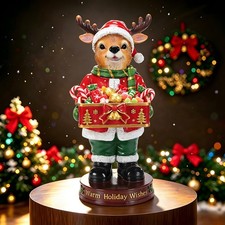 Christmas Reindeer Statue with Storage Tray, Holiday Tabletop Organizer  Decor