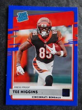 2020 Panini Donruss Press Proof #310 Tee Higgins RC Bengals Rookie Blue Card