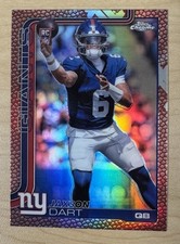 JAXSON DART 2025 Topps Chrome NFL Leather Pigskin Refractor RC #306 Giants