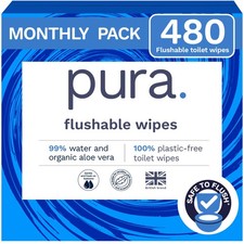 Flushable Adult Wipes Unscented, Extra Large, 12 Pack of 40 480 Wipes - P