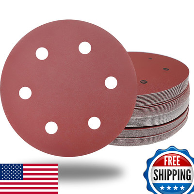 50x 9'' 6-Hole 240 Grit Hook & Loop Aluminum Oxide Drywall Sanding Discs