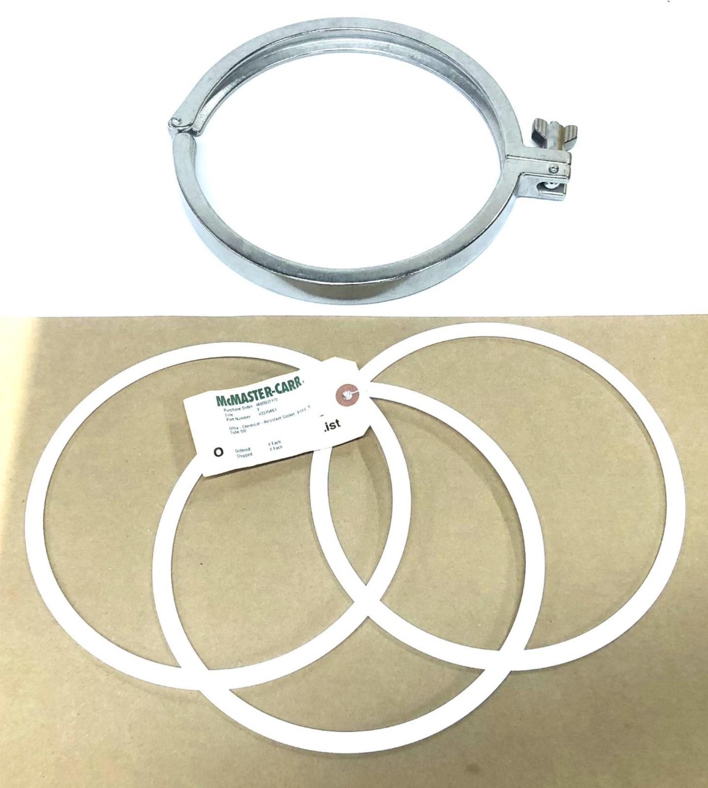 McMaster-Carr VNE Corp 304SS Heavy Duty Clamp W/ Wing Nut Kit 13MHHM8.0 NOS