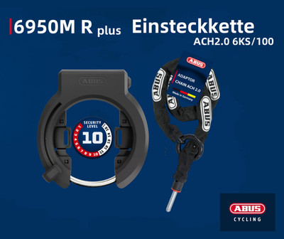 Abus 6950M R Rahmenschloss mit ACH 6KS/100 Einsteckkette   Fahrrad Wegfahrsperre