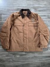 Berne Men's Brown Full Zip Mens Button Lined Work Jacket Collared XL