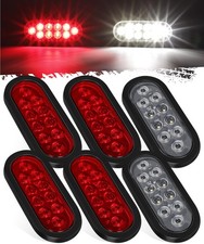 Partsam 6x 6" Oval LED Trailer Lights: 4 Red Stop/Brake, 2 White Reverse/Backup