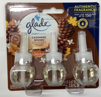 Glade Cashmere Woods Plugins Scented Oil 3 Refills Pack Sandalwood Jasmine