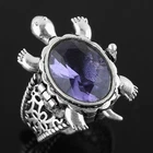 925 Sterling Silver Jewelry Amethyst Gemstone Handmade Turtle Poison Ring.