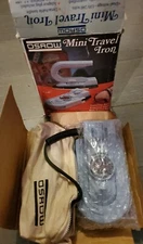 Vintage Osrow Tourist Mini-Iron 120 or 240 V SD-02T-L Blue Travel Iron. Open box