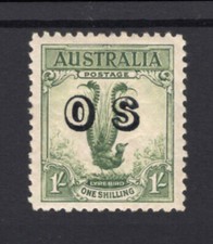 M2999 Australia 1932 SGO136 - 1/- green, no wmk, perf 11.