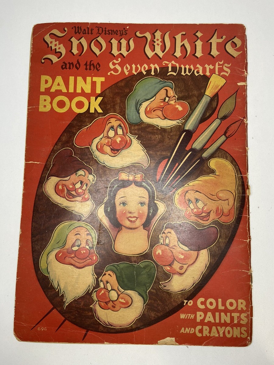 SNOW WHITE AND THE SEVEN DWARFS PAINT BOOK 1938 WHITMAN DISNEY