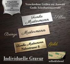Türschild Klingelschild Briefkastenschild Namensschild selbstklebend inkl Gravur