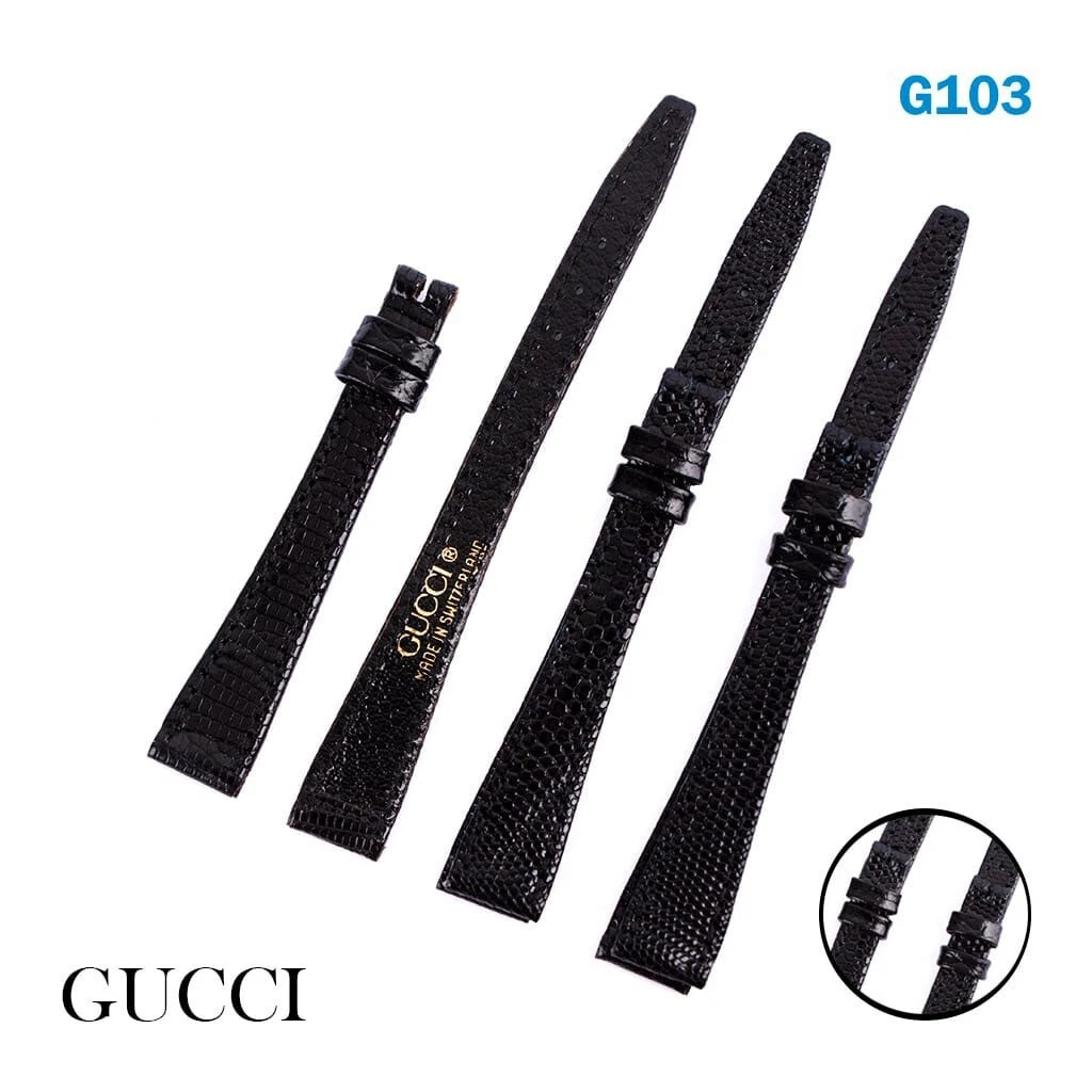 3 Pcs 2300L GUCCI Bracelet Suisse Cuir Noir 12mm avec Boucle Gucci 8mm