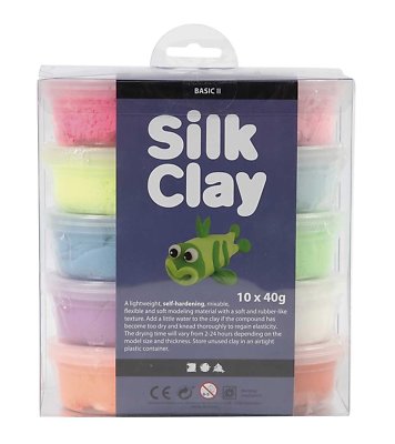 Creativ 10 x 40g Seidenknete verschiedene Farben Basic 2 Set, Kinder, Erwachsene Geschenkideen
