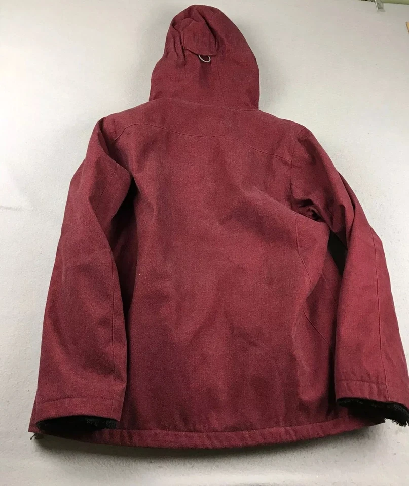 Cabelas Jacket Womens Large Red Toggle Button Lined Hooded Coat Outerwear - Image 4 of 4