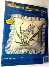 Candlewicking Iris Pillow Kit 8322 PARAGON Creative Moments Stenciled Craft