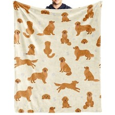 Golden Retriever Blanket Gifts 50"x60" Dog Pattern Flannel Fleece Throw Blank...
