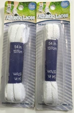 Allary White Athletic Shoe Flat Laces 54" 137 cm - 2 Packs 2 Pair
