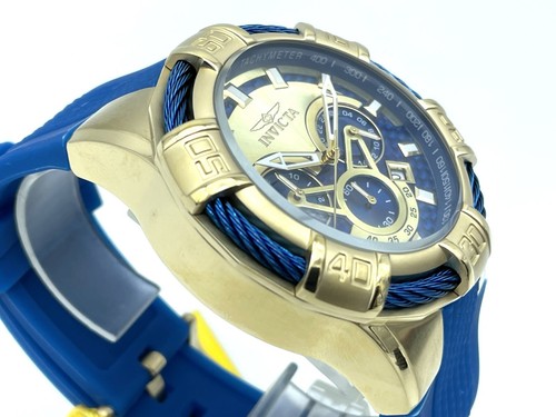 Cronógrafo Invicta BOLT para hombre esfera azul dorada 24698 movimiento japonés VD53 nuevo con etiquetas - Imagen 10 de 17