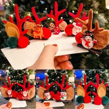 Kids Women Hair Clips Party Santa Reindeer Christmas Xmas Snowman Ears A Pair