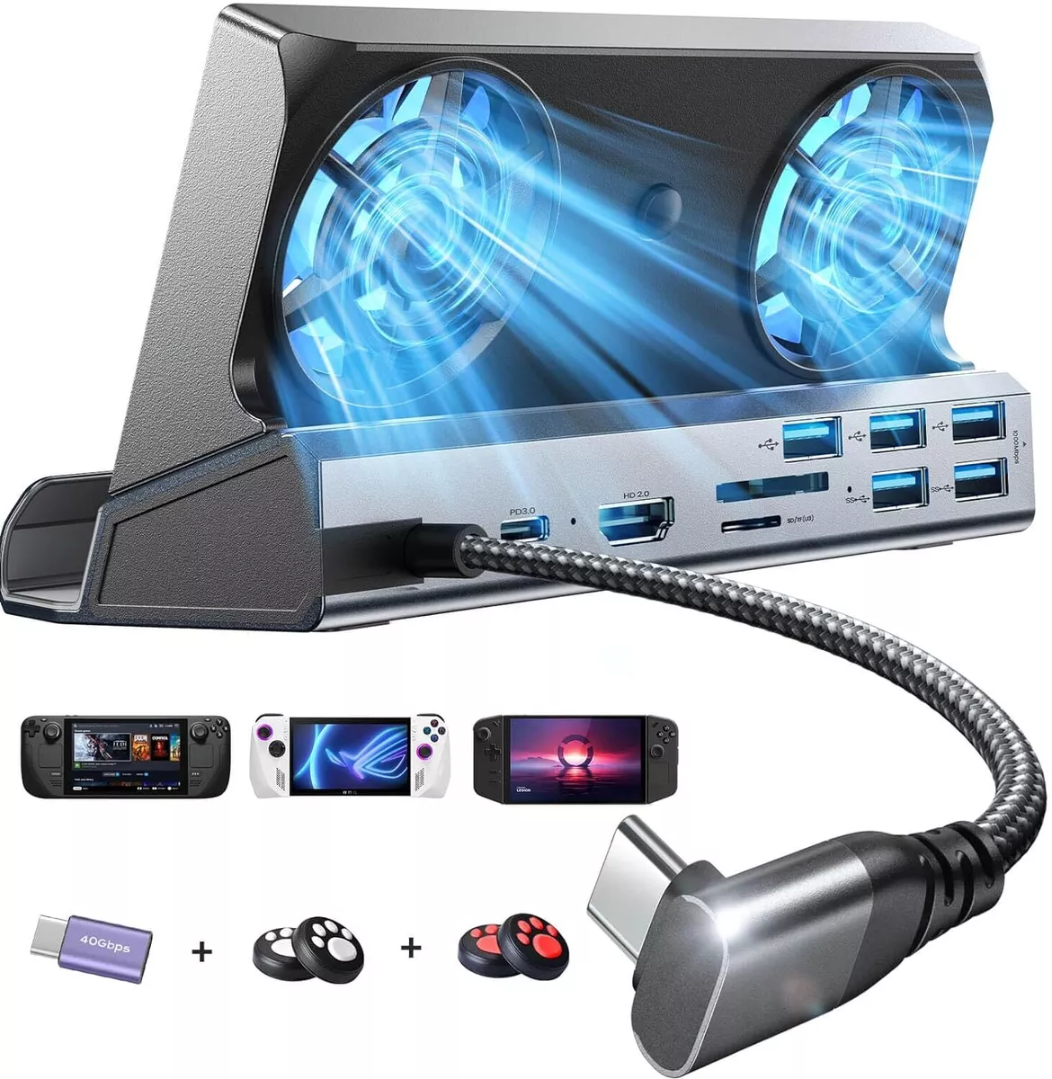  Docking Station for Steam Deck/ROG Ally,6 in 1 Steam Deck Dock  with HDMI 2.0 4K@60Hz+Gigabit Ethernet+3 USB-A 3.0+Full Speed Charging  USB-C PD 3.0 Port Compatible for Valve Steam Deck Accessories Hub 