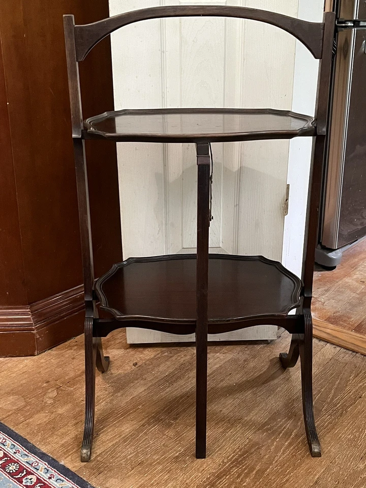 RARO DE COLECCIÓN Ferguson Bros Caoba Plegable Dos Niveles Bandeja Abatible Mesa de Mayordomo 7762 Foto 4 de 4