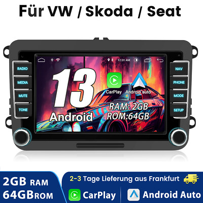2+64G Android 14 Carplay Autoradio für VW GOLF MK5 6 Passat Polo Touran GPS WIFI