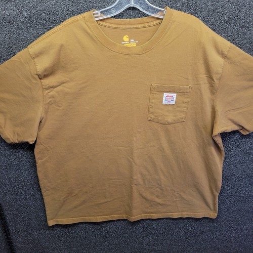 Rare Carhartt Heritage Heart Logo Pocket T-Shirt Size 3XL Tan Brown - 第 2/7 張圖片
