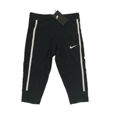 Nike Girls S Capri Joggers NWT Black w/ White Stripe Drawstring Waist