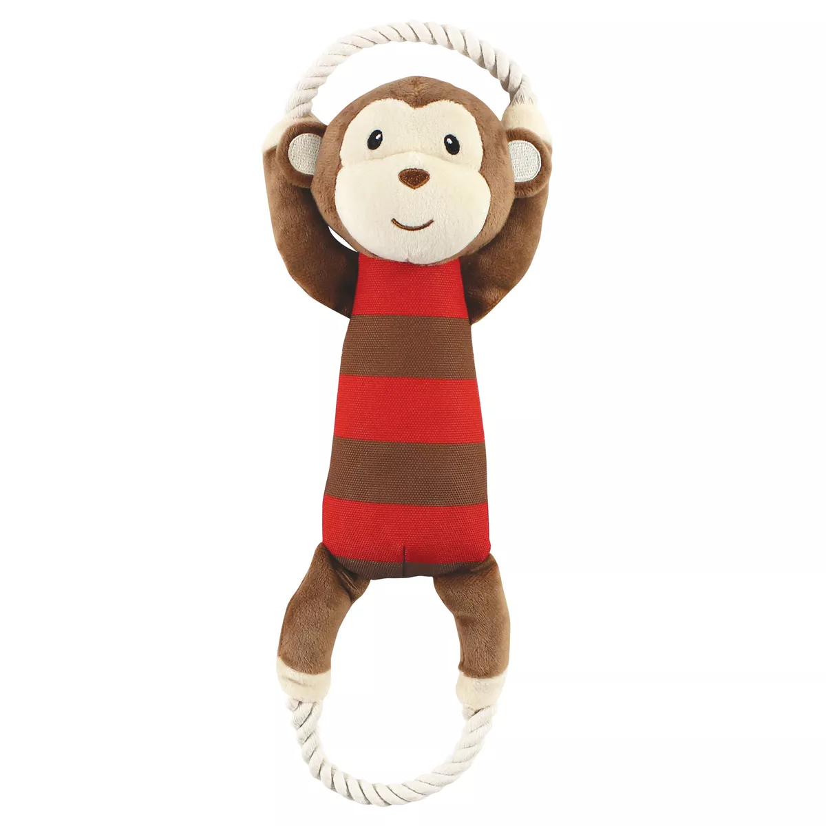 Luvable Friends Pet Squeaky Plush Dog Toy with Rope Monkey One