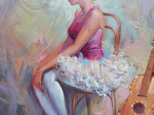 ITALIAN PAINTING BALLET DANCER & GUITAR CANVAS PAINTER DOMENICO RONCA BALLERINA - Picture 7 of 10