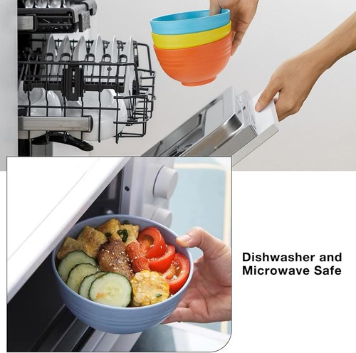 Unbreakable Cereal Bowls Set of 6, 24 OZ Wheat Straw Bowls, Microwave Safe - Picture 4 of 11