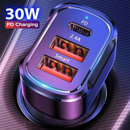 3-in-1 Premium Dual USB Car Charger Adapter Fast Charging with Voltage Dis D5H8 - Zdjęcie 7 z 17