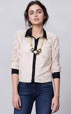 NEW Anthropologie Gemma Lace Buttondown by Vanessa Virginia  Size 2-4-8