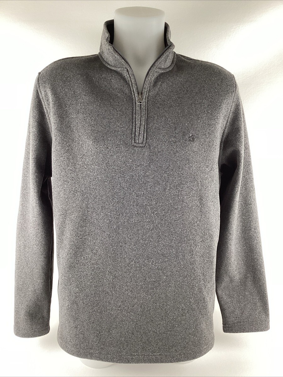 Izod Mens Soft Advantage Performance Stretch LS 1/4 Zip Gray Grey