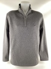 Izod Mens Soft Advantage Performance Stretch LS 1/4 Zip Gray Grey Sweater Medium