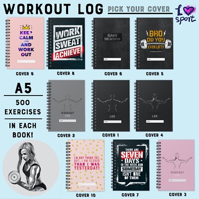 WORKOUT LOG BOOK, A5 GYM, EXERCISE, CARDIO/WEIGHT TRAINING/ LIFTING DIARY UNISEX