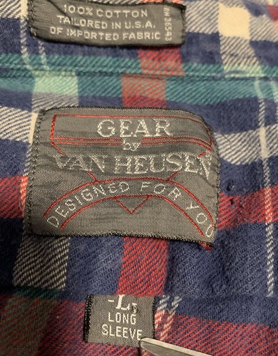 Vintage Gear By Van Heusen Made In USA Plaid Flannel Shirt Men’s SZ Large Cotton - Picture 3 of 6