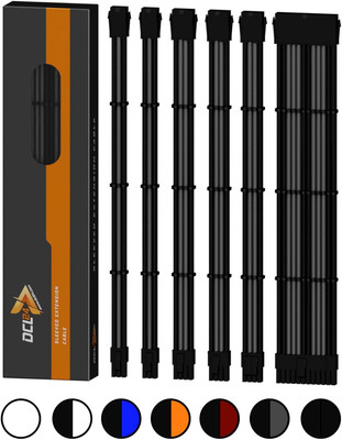 Dcl24.De 30CM Sleeved Cable PC Extension Kit Schwarz-Grau Für Netzteil, GPU/CPU,