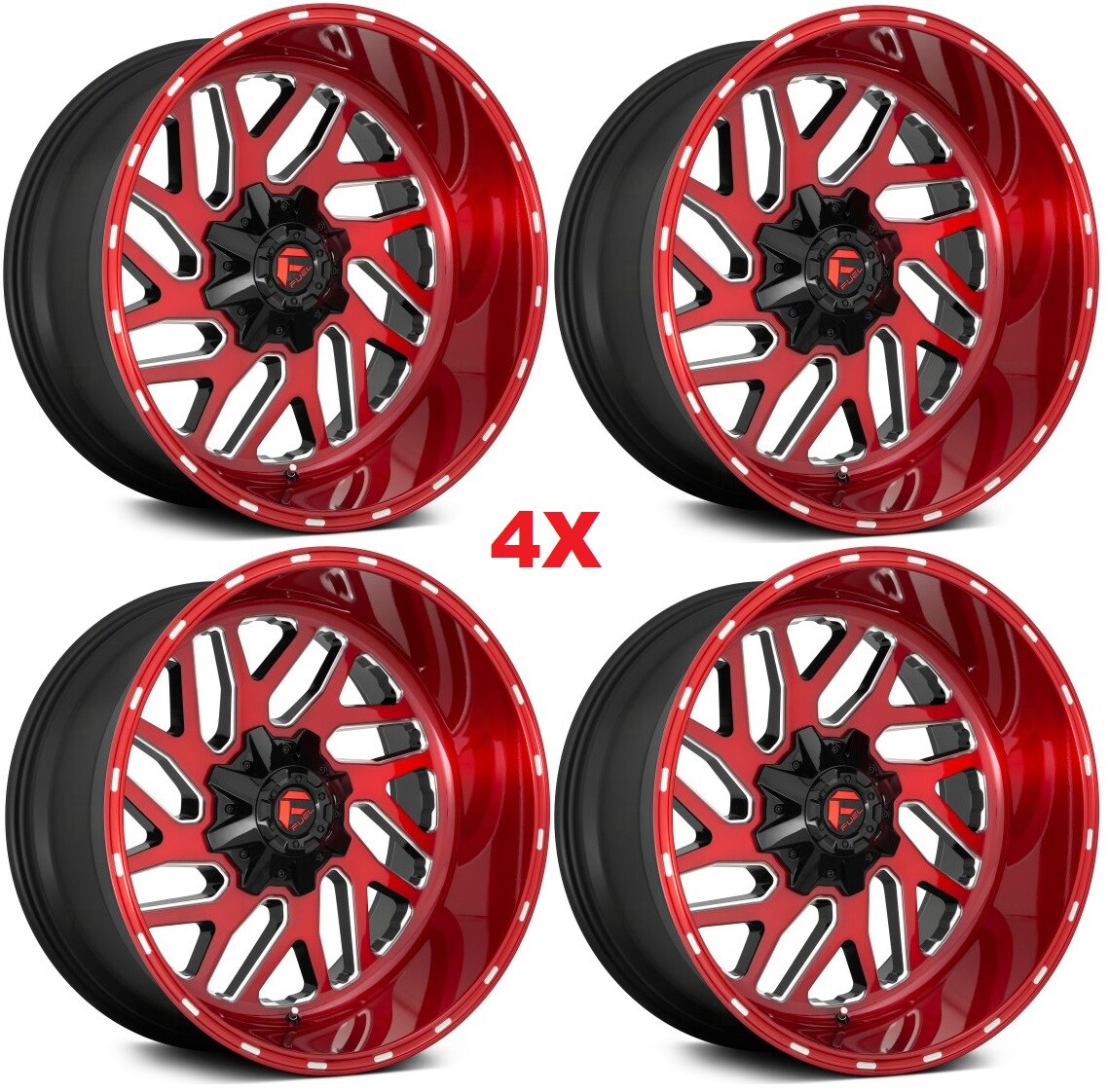 22X12 FUEL TRITON CANDY RED WHEELS RIMS SIERRA SILVERADO RAM 1500