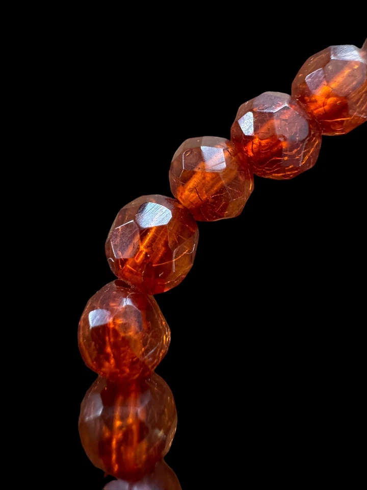 Pulsera elástica hecha a mano con cuentas vintage facetadas ámbar báltico coñac P4 Foto 4 de 4