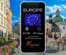 Europe | 50GB for 90 days | Mobile Data eSIM | Fast Delivery