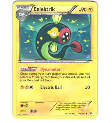 Pokemon 2011 Moderate Play Eelektrik Noble Victories 40/101 Card | eBay
