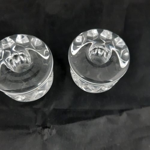 Vintage Pair of Orrefors Candle Holders Clear Glass Pair Signed Numbered 2 1/2" - Picture 4 of 11