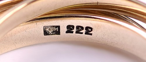 Pretty 8K Multi-Tone Gold Rolling "Trinity" Ring Size 8.75 - Picture 5 of 7