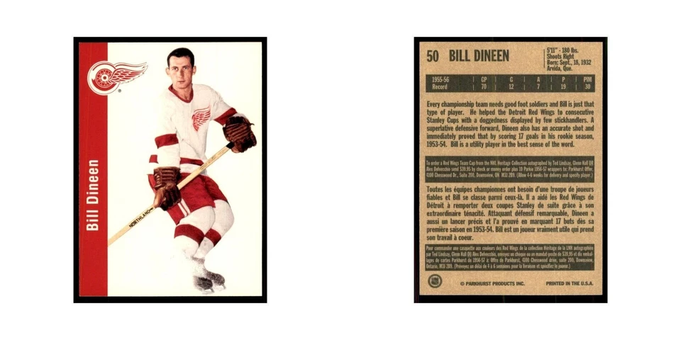 1994 Parkhurst Missing Link 1956-57 Bill Dineen Detroit Red Wings #50 - Image 3 of 3