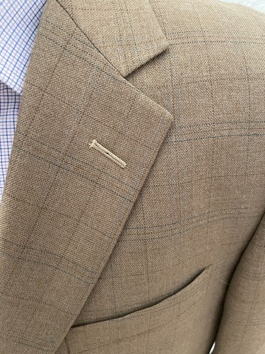 Haggar Men's Size 42R NWT Brown Tan Blazer Jacket Wool Blend Windowpane NEW - Picture 4 of 17