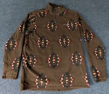 Eddie Bauer Mens Sweatshirt Fleece Aztec 1/4 Zip Western Cabincore Sz M Brown