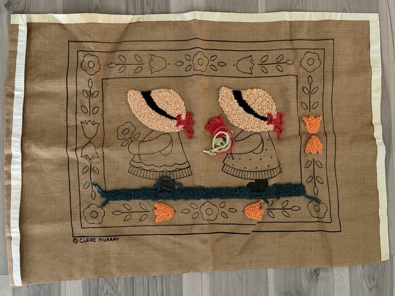 Claire Murray Vintage Hooked Rug Hooking Kit CANVAS ONLY Started AS IS AS SHOWN