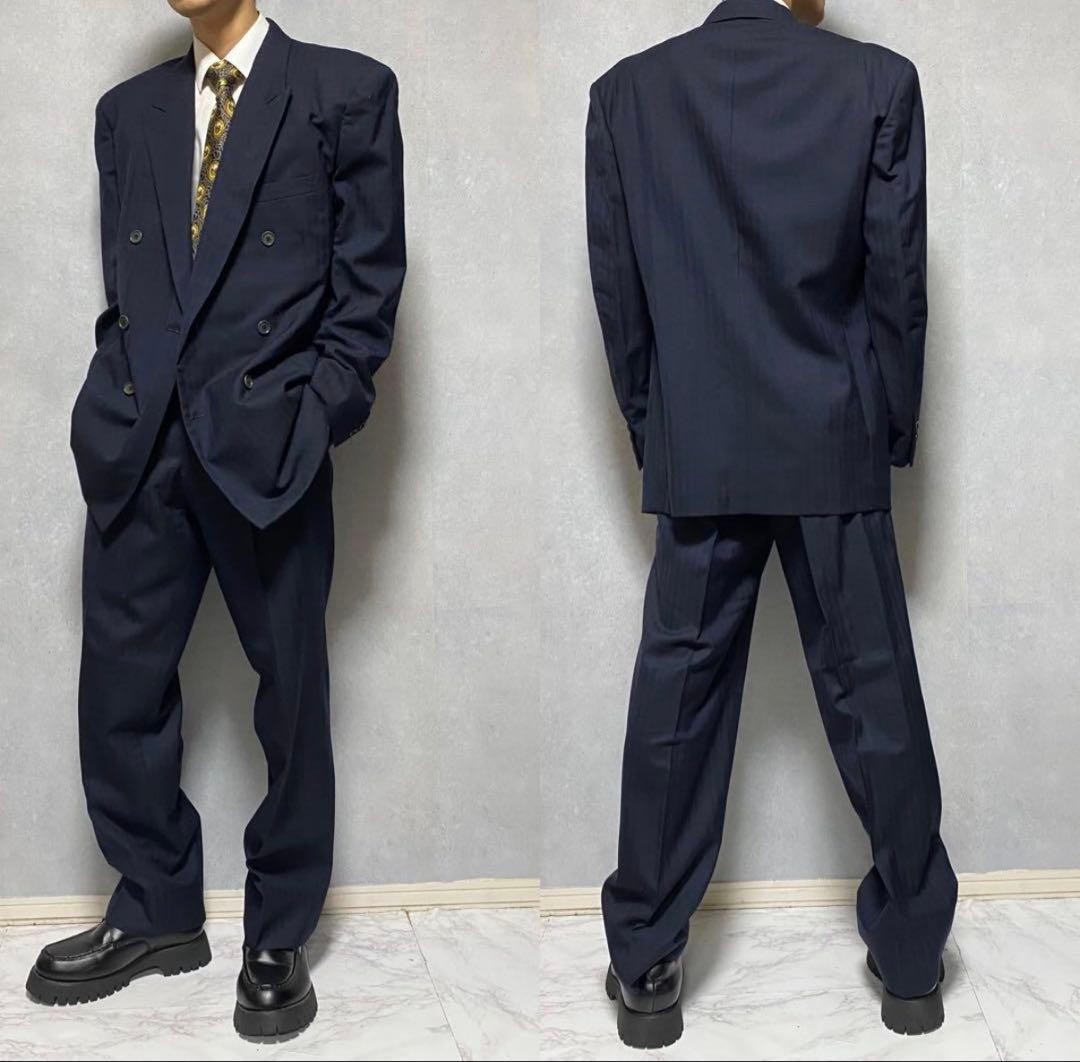 USED [MINT CONDITION, WITH TAG] ISSAY MIYAKE DOUBLE-BREASTED SUIT SET, NAVY VE - second product detail image